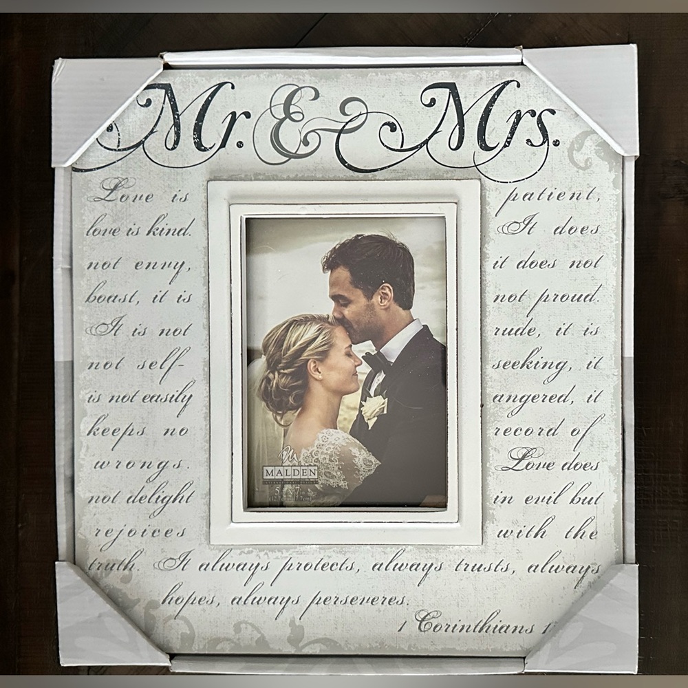Malden Mr. & Mrs. (Corinthians Wedding Verse) White Picture Frame 🤍